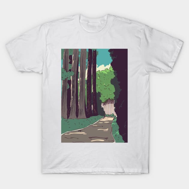 Japanese Woodland path T-Shirt by nickemporium1